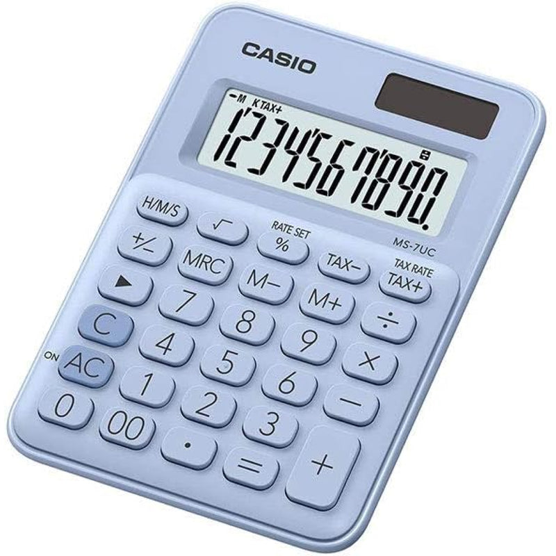 Calculadora Pastel MS-7UC Celeste Casio