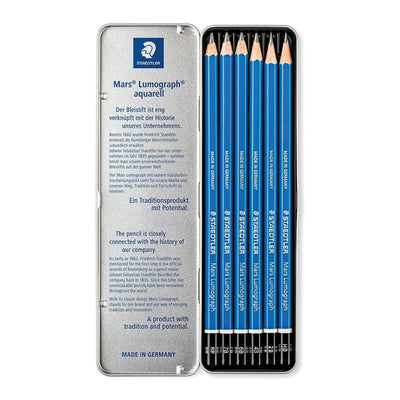 Caja Lápices Mars Lumographs X 6G. Estuche Metal Staedtler