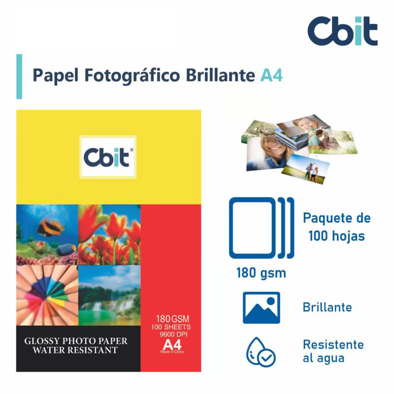 Papel Fotográfico 180 gr. X100 Brillante CBIT