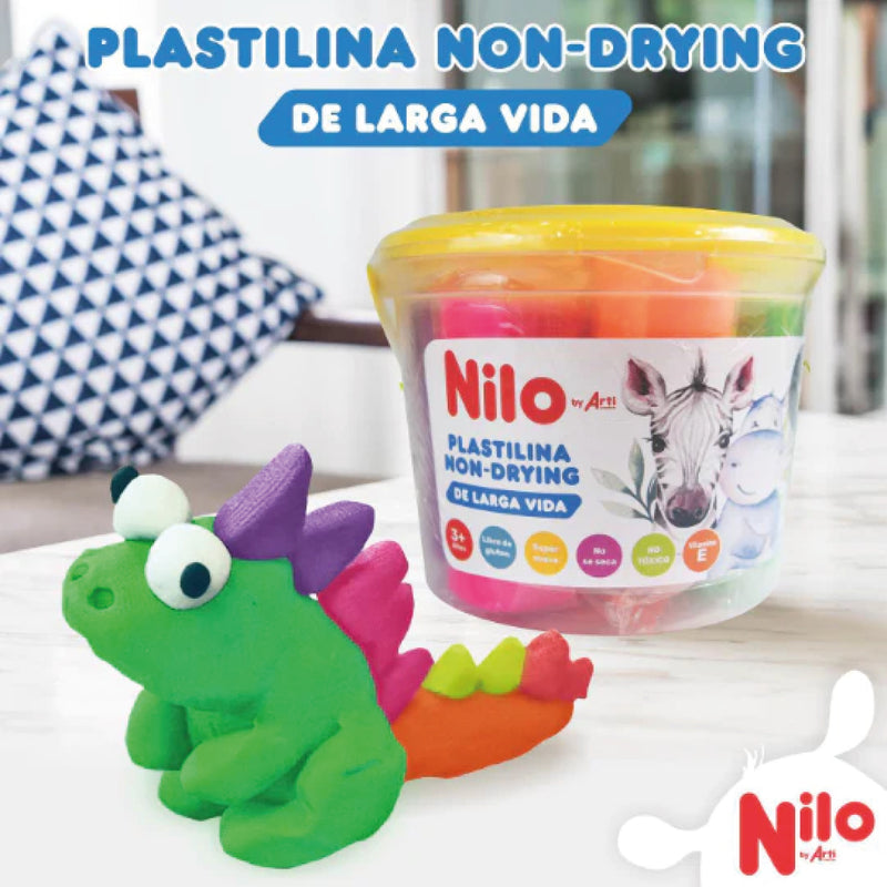 Plastilina Non-Drying Balde X6 Unidades +4 Cortadores Nilo