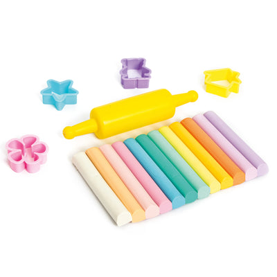 Plastilina Pastel X12 +4 Moldes y Rodillo Nilo