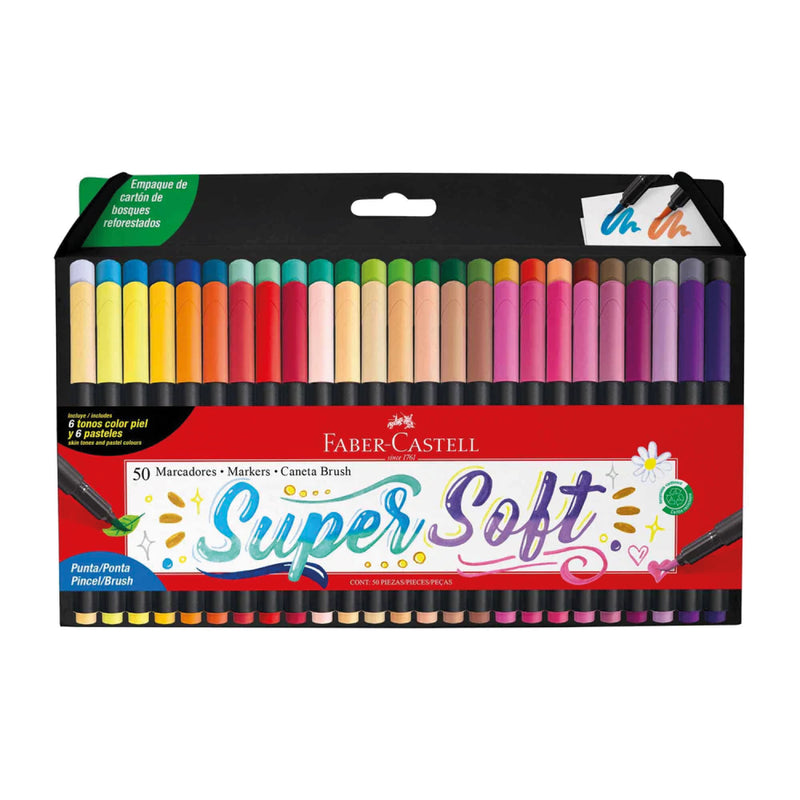 Plumones Punta Pincel Supersoft X50 Faber Castell