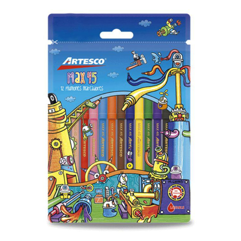 Plumones Delgados Estuche X12 Artesco