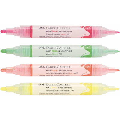 Plumones Tiza Líquida Shake & Paint Neón X4 Faber Castell