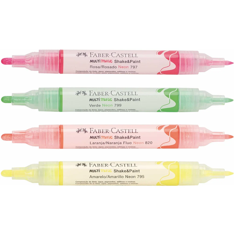 Plumones Tiza Líquida Shake & Paint Neón X4 Faber Castell