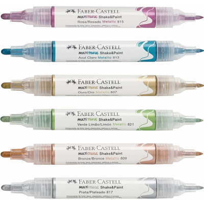 Plumones Tiza Líquida Shake & Paint Metálicos X6 Faber Castell