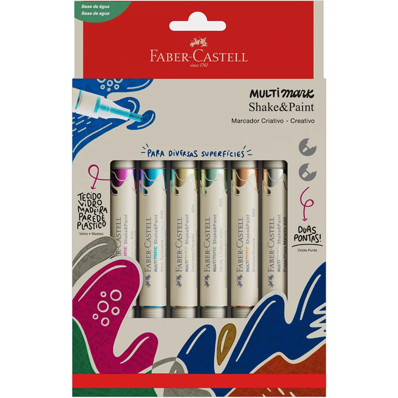 Plumones Tiza Líquida Shake & Paint Metálicos X6 Faber Castell