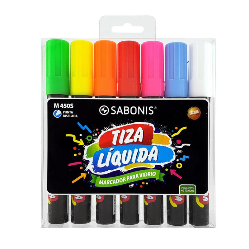 Plumones Tiza Líquida Estuche X7 Sabonis