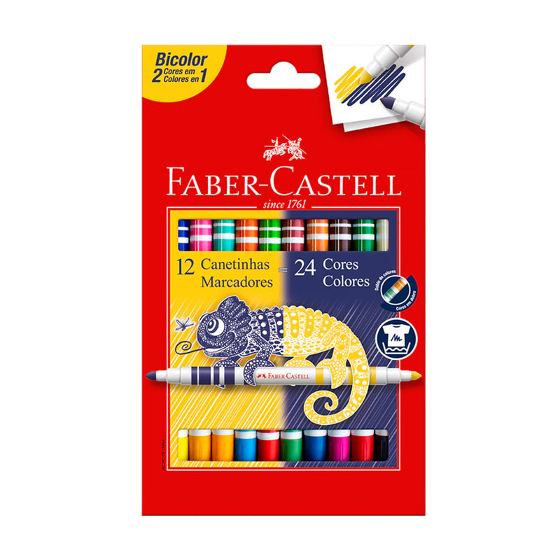 Plumones Delgados Bicolor 12/24 Faber Castell