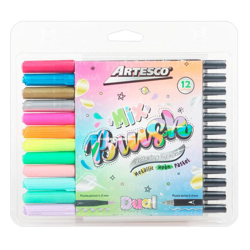 Plumones Dual Brush Mix X12 Artesco