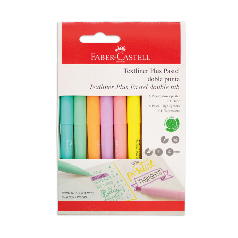 Resaltador Textliner Plus D/Punta X6 Faber Castell