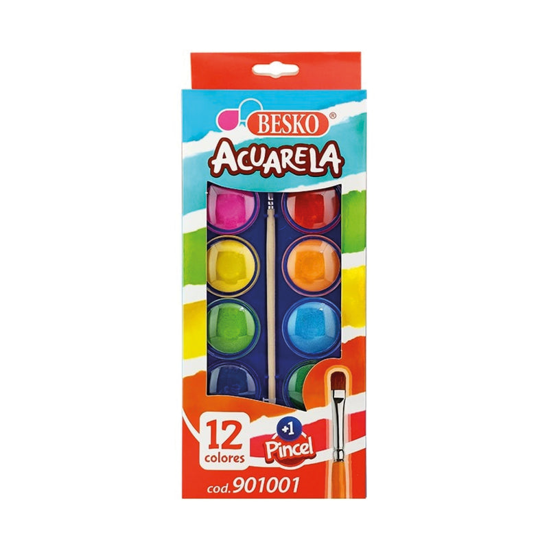 Acuarela Pastilla Caja X12 Besko