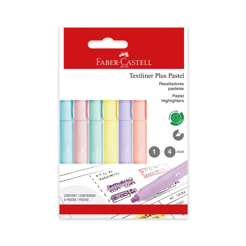 Resaltador Textliner Plus Pastel X6 Faber Castell