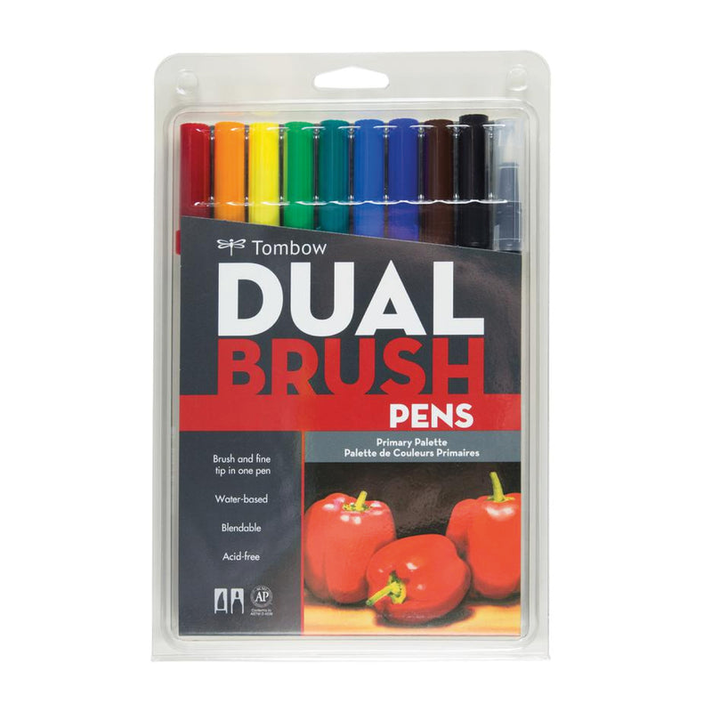 Plumón Dual Brush Colores Primarios Set X10 Tombow