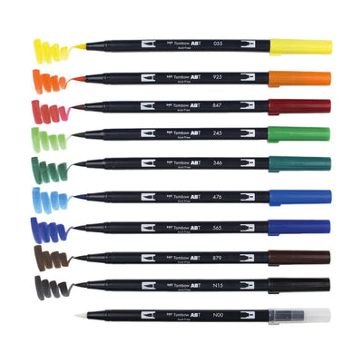 Plumón Dual Brush Colores Primarios Set X10 Tombow