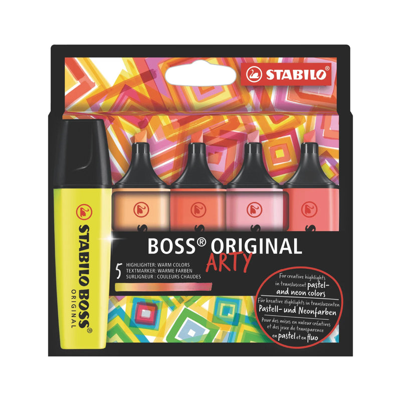 Resaltador Boss Original Arty Colores Cálidos X5 Stabilo