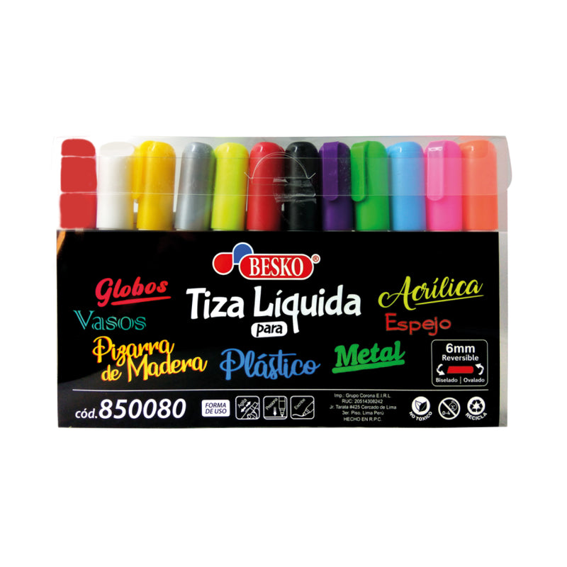 Tiza Líquida 3mm Estuche X12 Besko