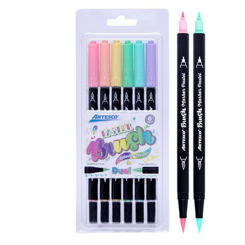 Plumones Dual Brush Pastel X6 Artesco