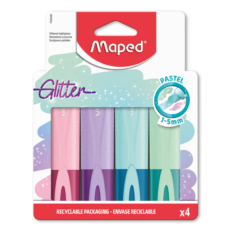 Resaltador Maped Pastel Glitter X 4