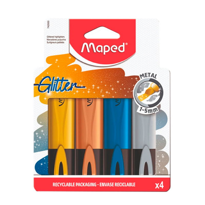 Resaltador Maped Metalizados Glitter X 4