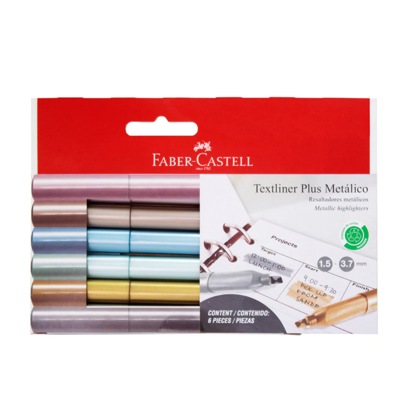 Resaltador Textliner Plus Metálicos X 6 Colores Faber Castell