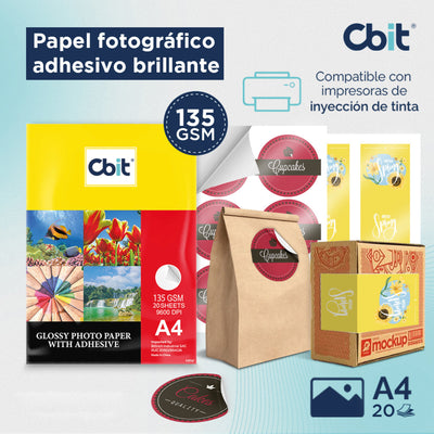 Papel Fotográfico 135 gr. Paquete X20 Adhesivo Mate CBIT